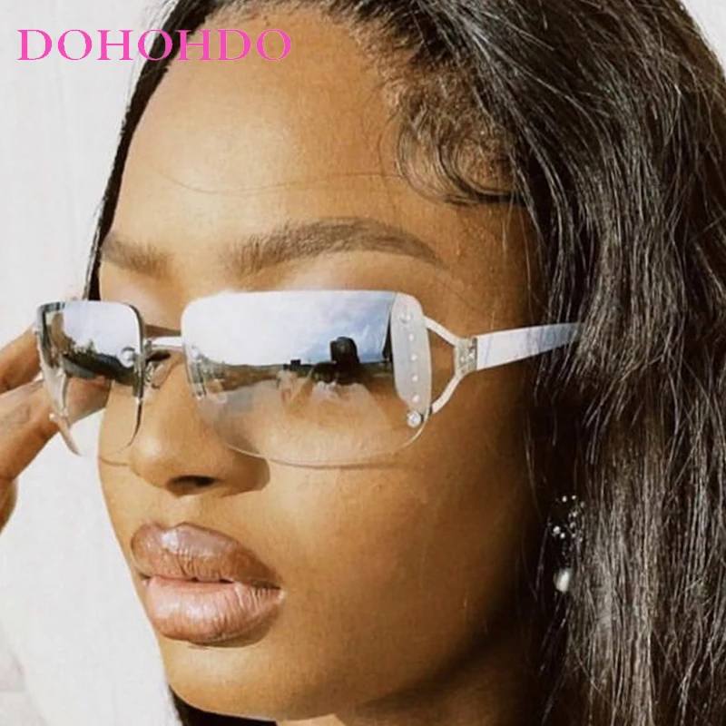 DOHOHDO Rimless Y2k Sunglasses For Women Men Trendy Shield Wrap Around Rectangle Sun Glasses Fashion New Diamond Studded Glasses
DOHOHDO Rimless Y2k Sunglasses For Women Men Trendy Shield Wrap Around Rectangle Sun Glasses Fashion New Diamond Studded Glasses