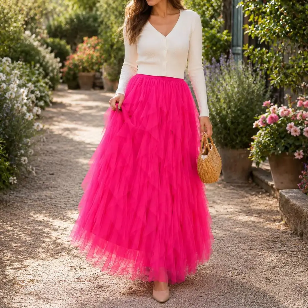 Women Elegant Mesh Tulle Long Maxi Skirt High Waist Pleated Tutu Skirt Solid Color Spring Summer Fairycore Party Wear Outfit
Women Elegant Mesh Tulle Long Maxi Skirt High Waist Pleated Tutu Skirt Solid Color Spring Summer Fairycore Party Wear Outfit