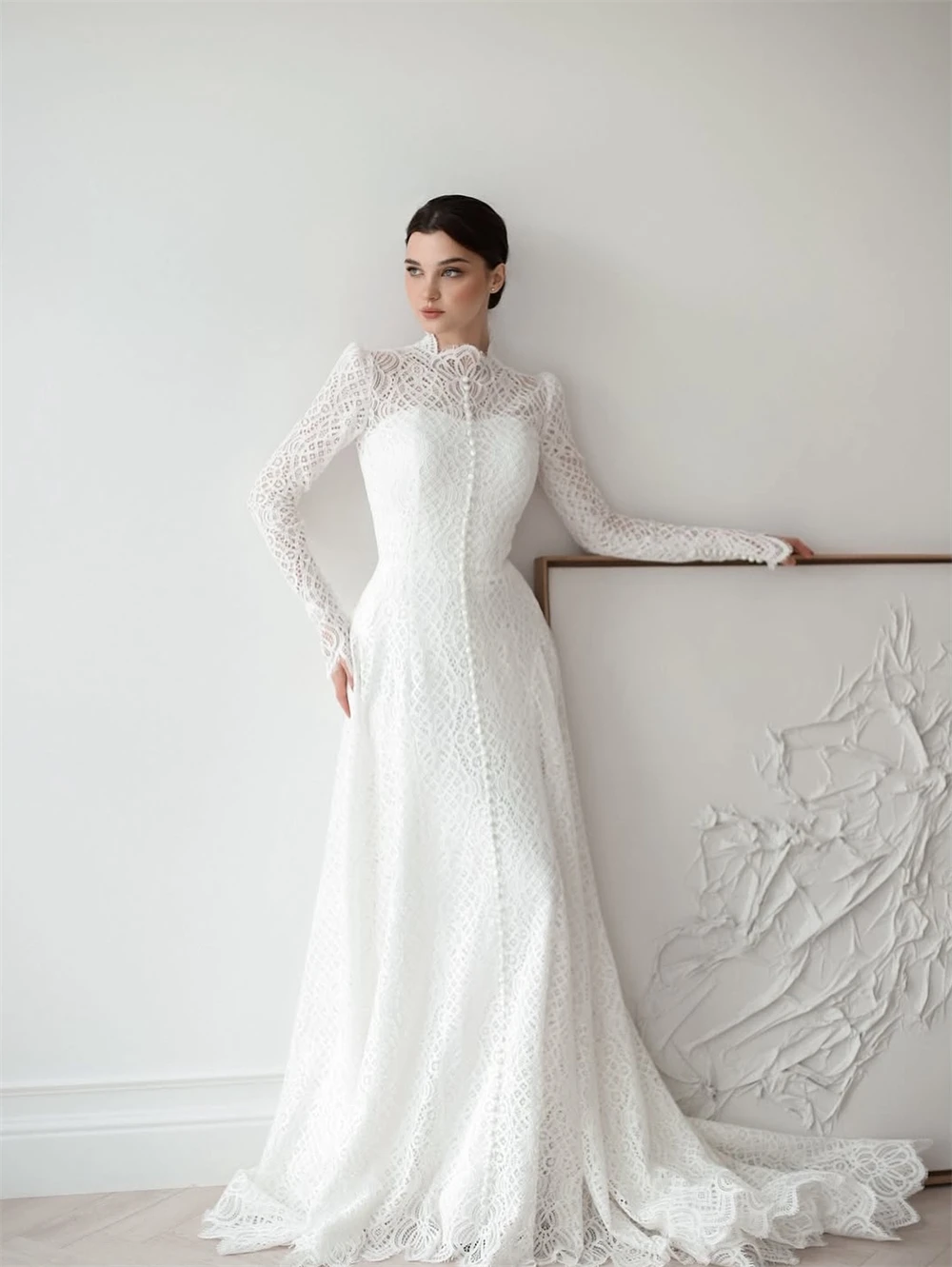Customized Boho White Lace Wedding Dress Elegant O-Neck Long Sleeves Bridal Gowns Dreamy A-Line Court Train Vestido De Novia
Customized Boho White Lace Wedding Dress Elegant O-Neck Long Sleeves Bridal Gowns Dreamy A-Line Court Train Vestido De Novia