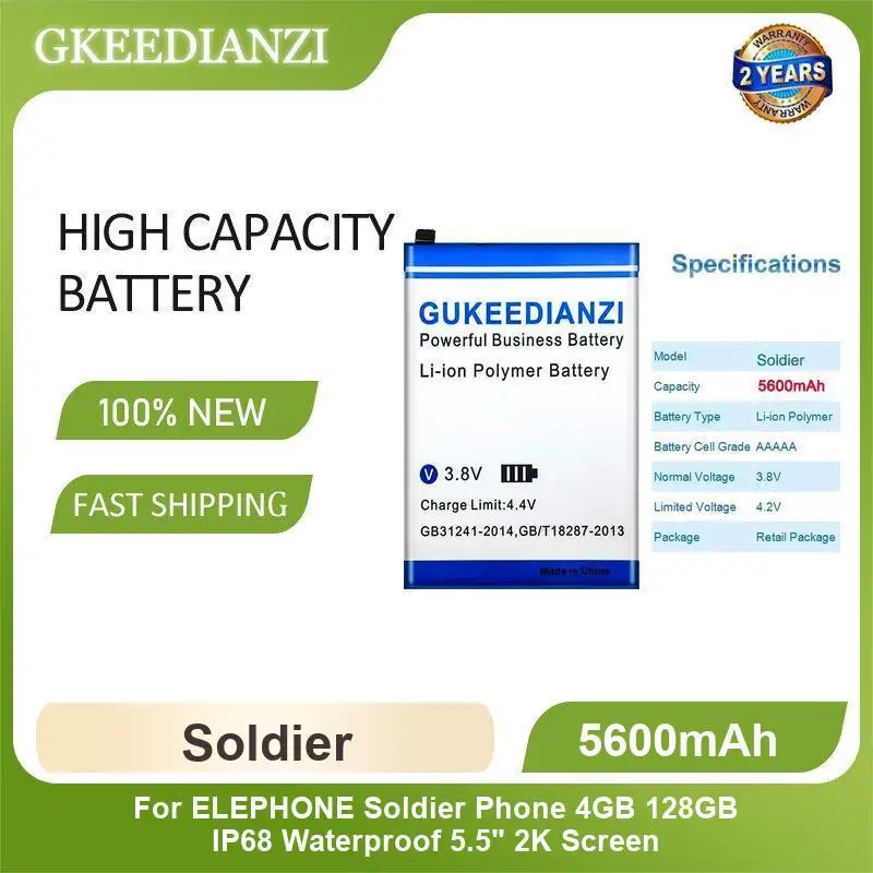 Аккумулятор для мобильного телефона Soldier для ELEPHONE Soldier, 4 ГБ ОЗУ, 128 ГБ ПЗУ, водонепроницаемость IP68, экран 5.5 дюйма 2K, ёмкость 5600 мАч
Аккумулятор для мобильного телефона Soldier для ELEPHONE Soldier, 4 ГБ ОЗУ, 128 ГБ ПЗУ, водонепроницаемость IP68, экран 5.5 дюйма 2K, ёмкость 5600 мАч