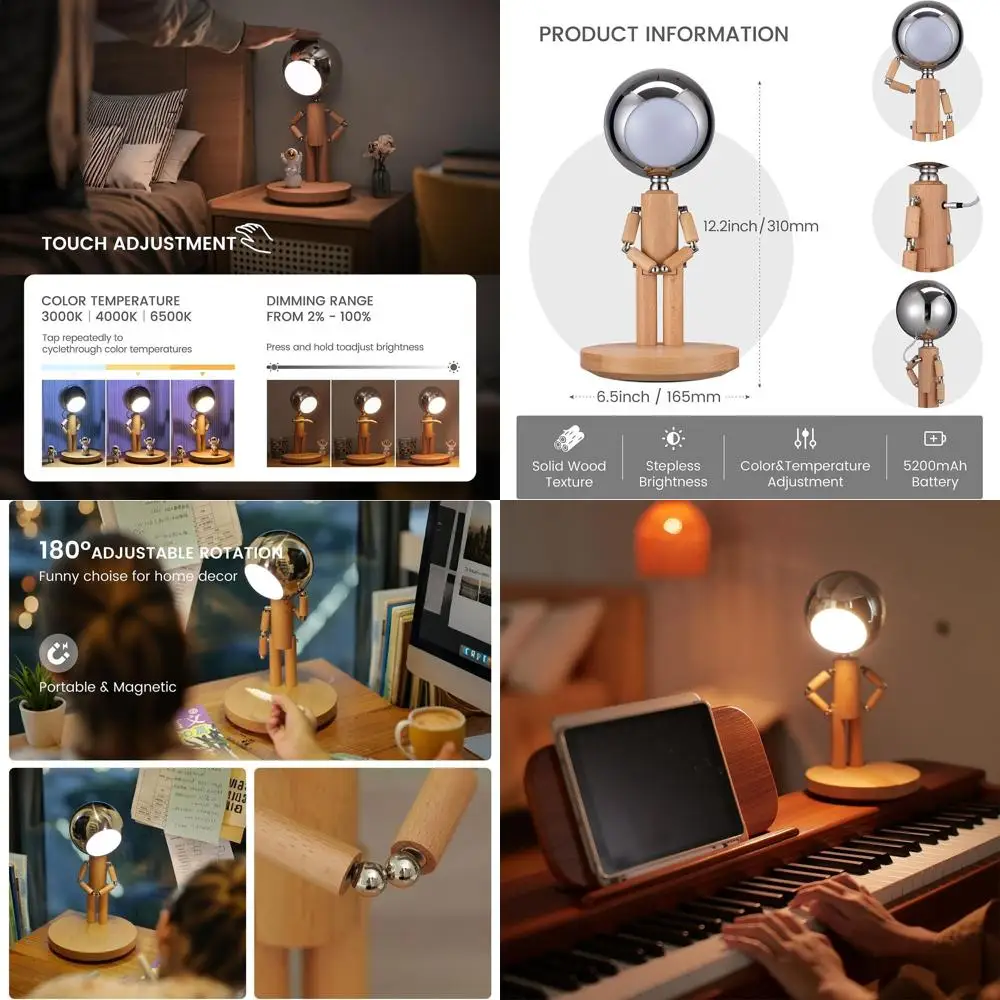Rechargeable LED Desk Lamp - Wooden, Cordless, Unique Decor for Bedrooms & Offices, Ideal Nightstand Light, Gift-Worthy
Rechargeable LED Desk Lamp - Wooden, Cordless, Unique Decor for Bedrooms & Offices, Ideal Nightstand Light, Gift-Worthy