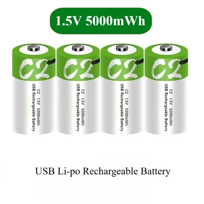 1.5V 5000mWh C Size LR14 Li-po Rechargeable Battery Type-C Ultra-Fast Charging for Flashlight Gas Cooker Electronic Piano Radios
1.5V 5000mWh C Size LR14 Li-po Rechargeable Battery Type-C Ultra-Fast Charging for Flashlight Gas Cooker Electronic Piano Radios