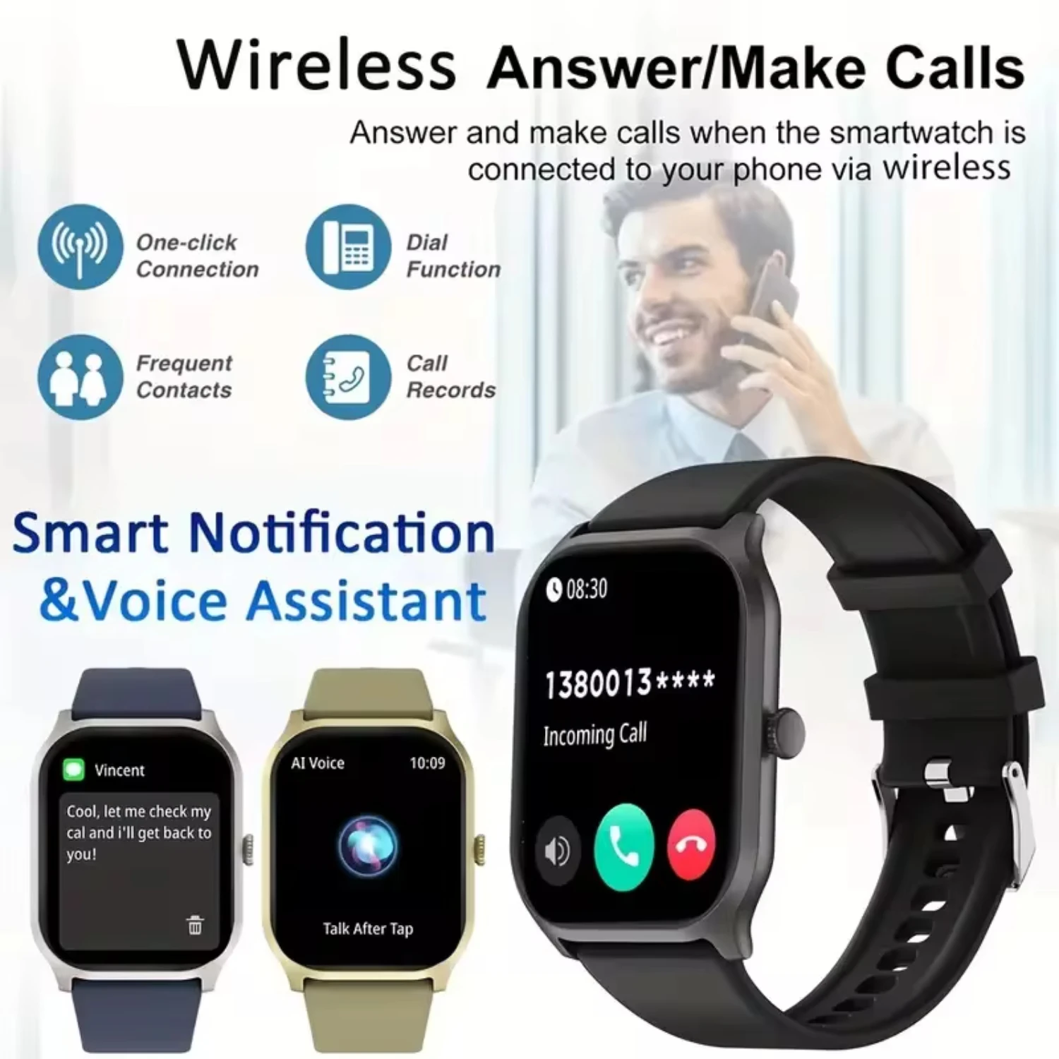 Smart watch, wireless calling /dial, Various APP Reminders,Suitable men and women, sports watches, /Andriod
Smart watch, wireless calling /dial, Various APP Reminders,Suitable men and women, sports watches, /Andriod