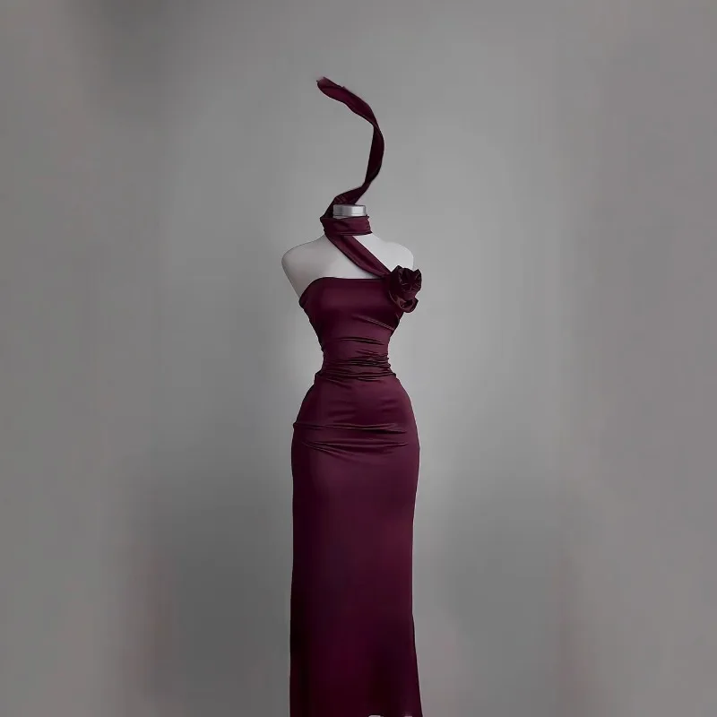 Sexy Strapless Backless Long Dress Women Ribbon Flower Party Evening Dresses Y2k French Elegant Sleeveless Split Bodycon Robe
Sexy Strapless Backless Long Dress Women Ribbon Flower Party Evening Dresses Y2k French Elegant Sleeveless Split Bodycon Robe