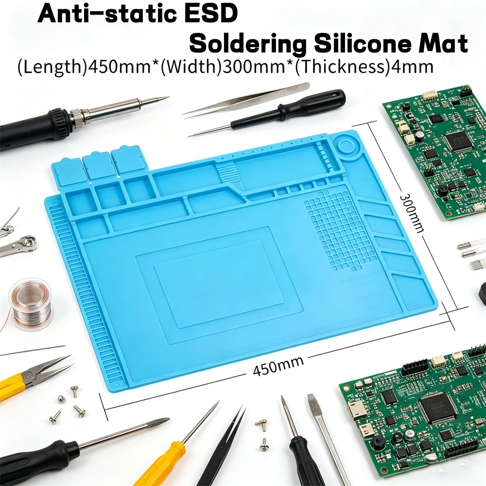 Soldering Station Mat Silicone Work Mat Heat Resistant Anti-Static Magnetic Mat 932°F for Electronic Phone Laptop Watch Repair
Soldering Station Mat Silicone Work Mat Heat Resistant Anti-Static Magnetic Mat 932°F for Electronic Phone Laptop Watch Repair