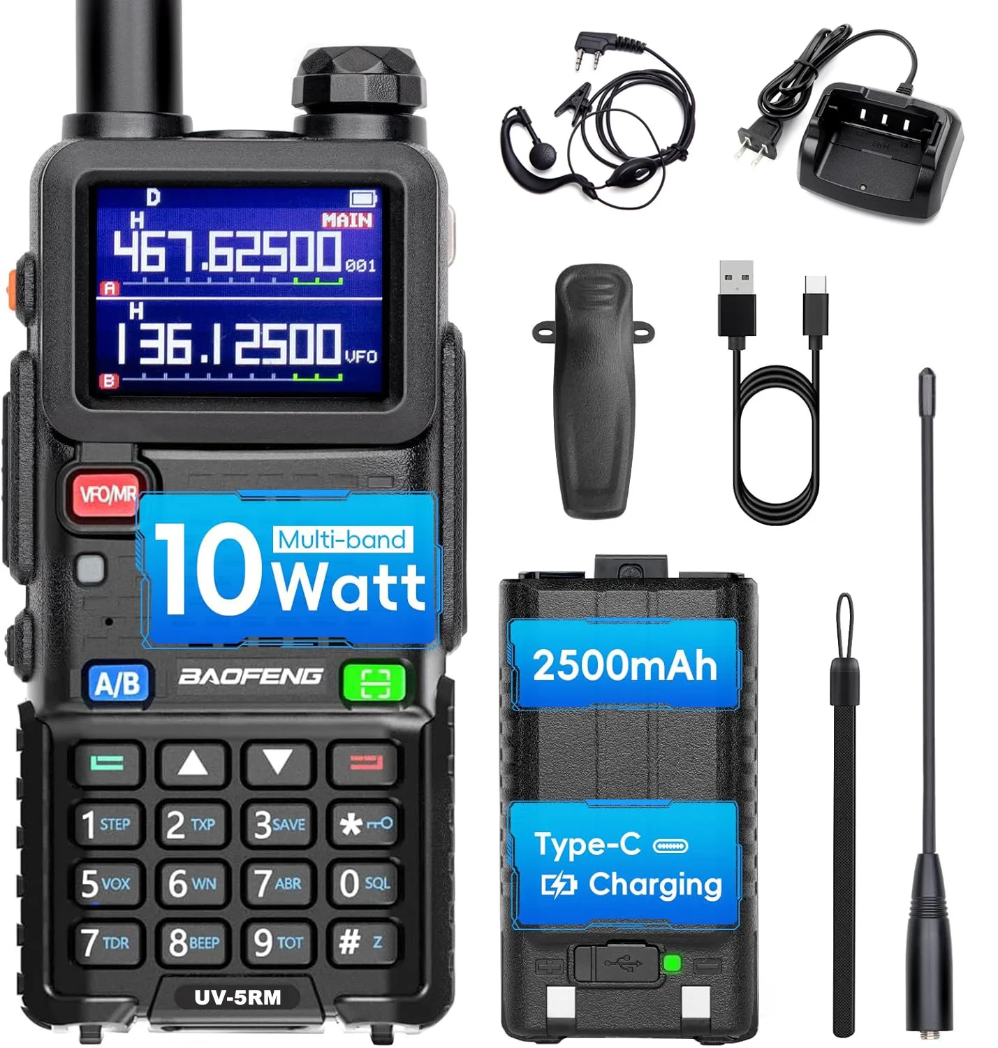 Baofeng UV-5RH 5RM Рация дальнего действия 10W Шестидиапазонная беспроводная частота копирования Двустороннее FM-радио Тип-C Обновление зарядки UV-5R
Baofeng UV-5RH 5RM Рация дальнего действия 10W Шестидиапазонная беспроводная частота копирования Двустороннее FM-радио Тип-C Обновление зарядки UV-5R