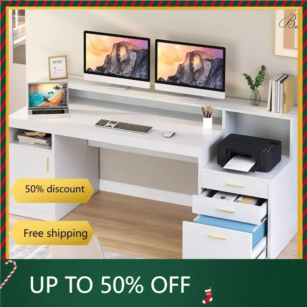 Computer Desk with 3 Drawer & Storage Shelves, Home Office Desk with File Drawer & Cabinet, Writing Study TableExecutive Desk
Computer Desk with 3 Drawer & Storage Shelves, Home Office Desk with File Drawer & Cabinet, Writing Study TableExecutive Desk
