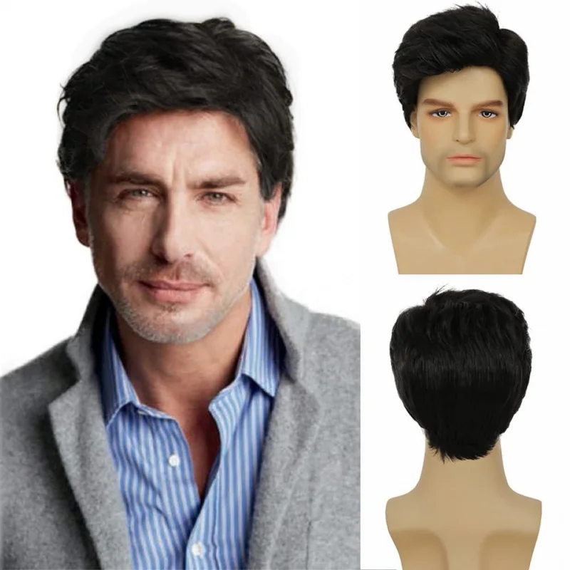 European American men's , black multi-colored side-parted gentleman's , stylish and realistic wigs for middle-ag
European American men's , black multi-colored side-parted gentleman's , stylish and realistic wigs for middle-ag
