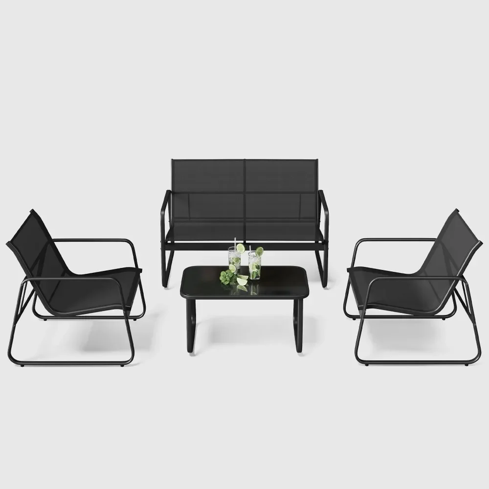 Four-piece Outdoor Patio Furniture Set with A Glass Table, Suitable for Poolside, Porch, and Lawn Coffee Table and Chairs.
Four-piece Outdoor Patio Furniture Set with A Glass Table, Suitable for Poolside, Porch, and Lawn Coffee Table and Chairs.
