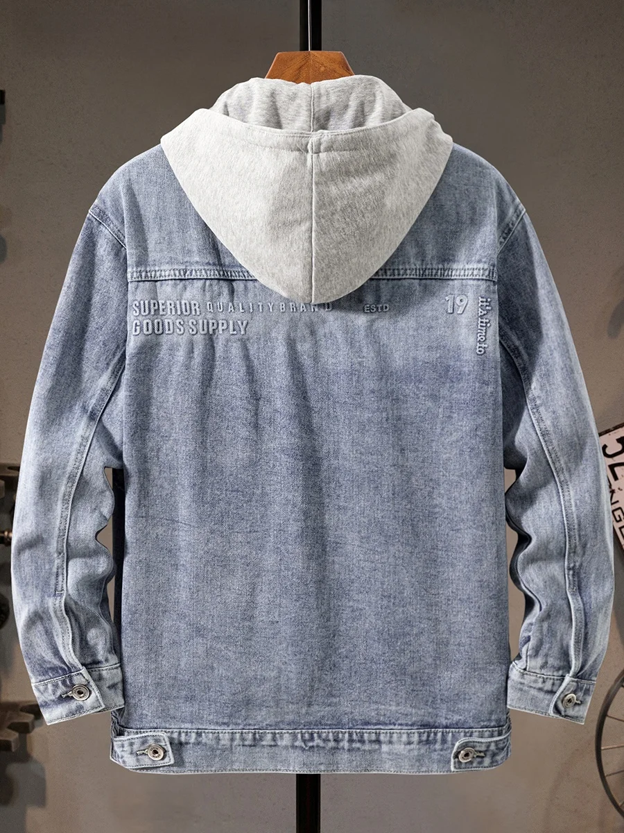 Faionable Hooded Denim Jaet Men's Trendy Waed Ripped Casual Large Size Outdoor Motorcycle Sle Workwear Jaet
Faionable Hooded Denim Jaet Men's Trendy Waed Ripped Casual Large Size Outdoor Motorcycle Sle Workwear Jaet