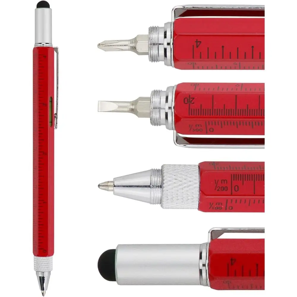 6-in-1 Multi-Functional Stylus Pen with Screwdriver, Ruler, Level, Black & Red Ink
6-in-1 Multi-Functional Stylus Pen with Screwdriver, Ruler, Level, Black & Red Ink