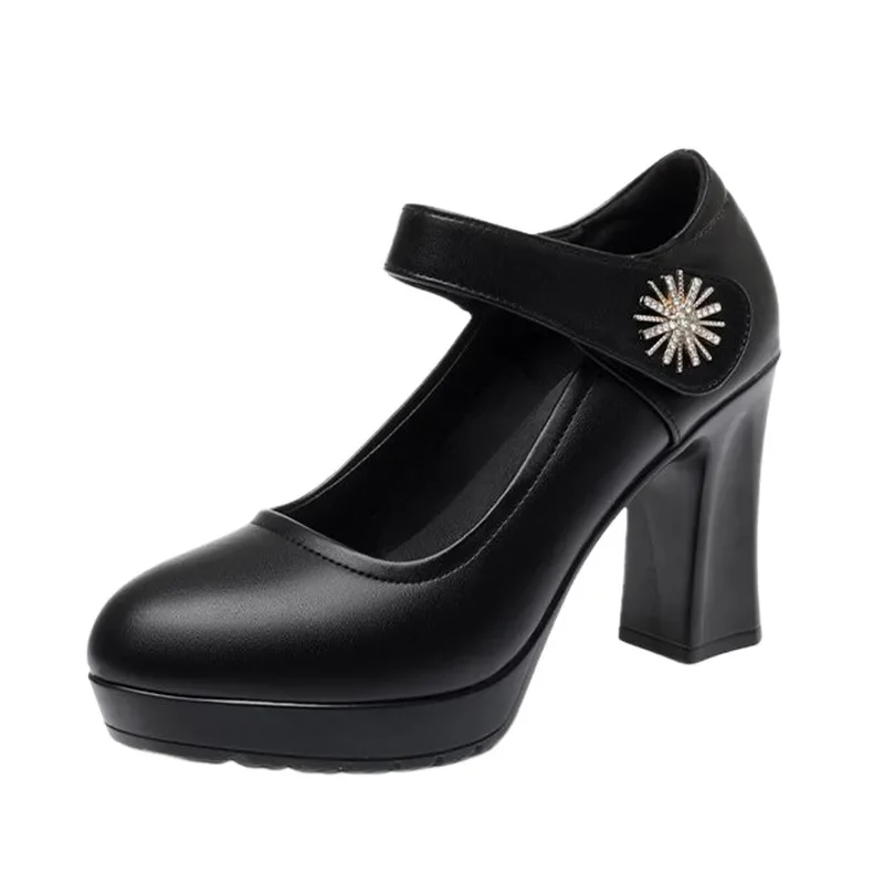 New 2025 Spring Breathable Shallow Mouth Mary Janes Soft Leather Shoes Block High Heeled Black Shoes Platform for Office Mom
New 2025 Spring Breathable Shallow Mouth Mary Janes Soft Leather Shoes Block High Heeled Black Shoes Platform for Office Mom