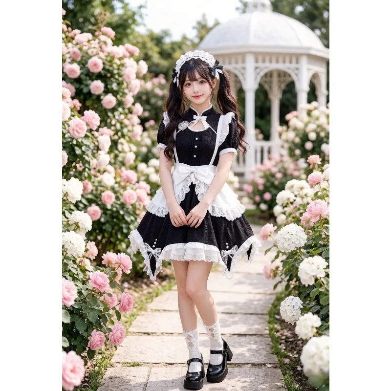 S-5XL Chinese Style Lolita Maid Outfit,Black White Jacquard Cheongsam,Cosplay Costume,Oriental Role Play Party Stage Wear
S-5XL Chinese Style Lolita Maid Outfit,Black White Jacquard Cheongsam,Cosplay Costume,Oriental Role Play Party Stage Wear