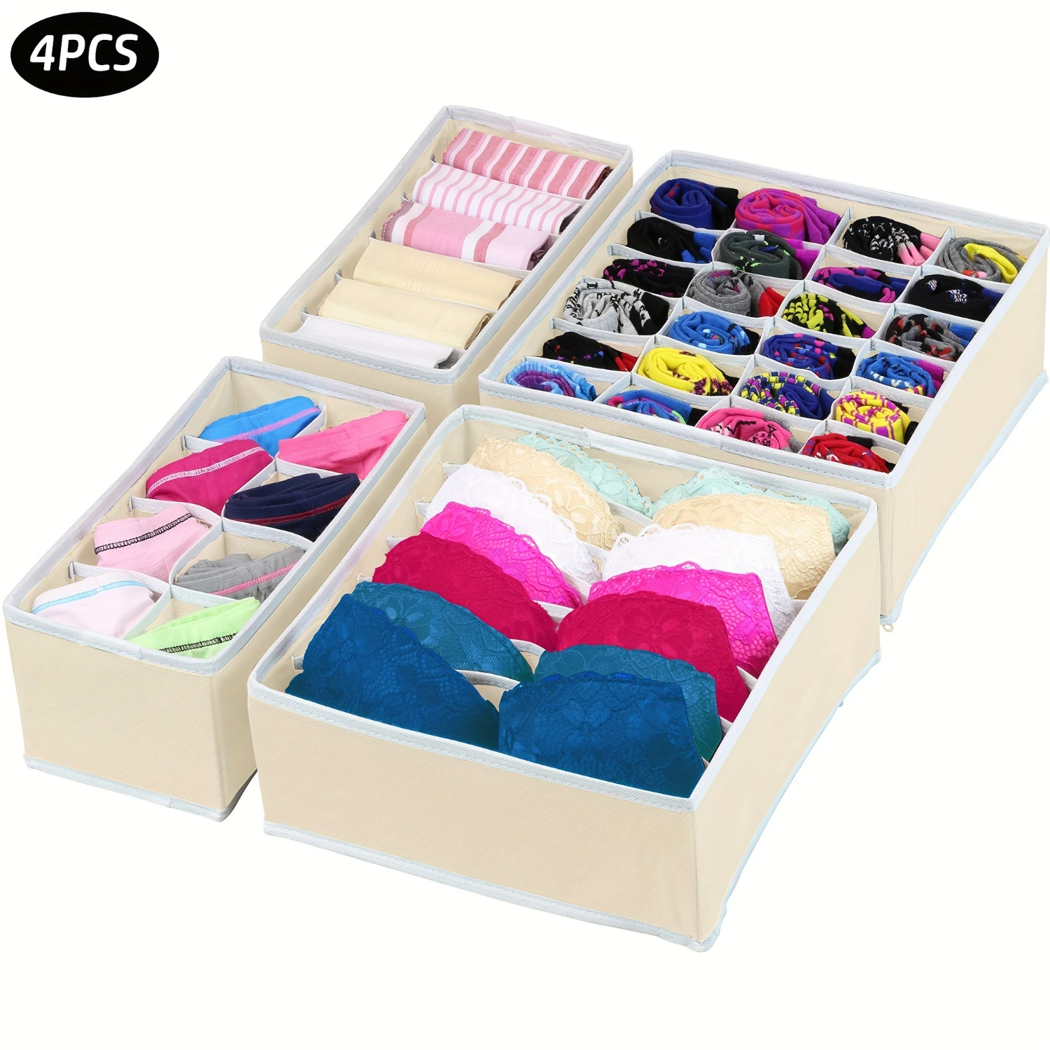 4-Piece Set Thickened Non-Woven Fabric Drawer Organizer Box for Underwear, Socks, and Clothing - Foldable Canvas Dividers with
4-Piece Set Thickened Non-Woven Fabric Drawer Organizer Box for Underwear, Socks, and Clothing - Foldable Canvas Dividers with