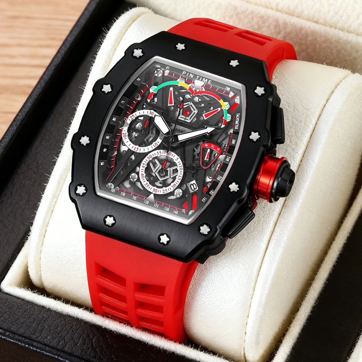 Bucket-=shaped Men's Quartz Watches Sports Punk Style Timed Luminous Function Watch Luxury Quartz Wristwatch With Silicone
Bucket-=shaped Men's Quartz Watches Sports Punk Style Timed Luminous Function Watch Luxury Quartz Wristwatch With Silicone