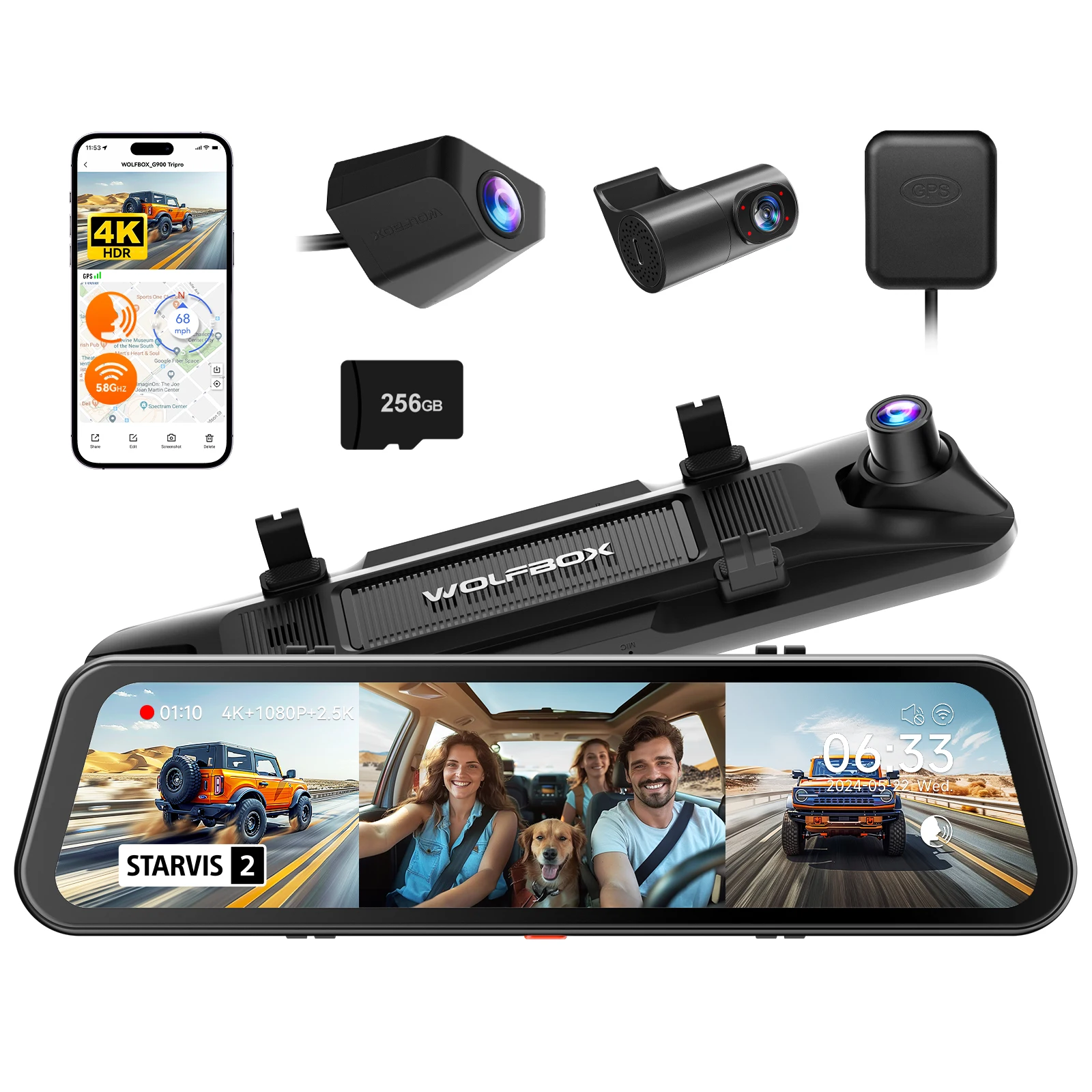 Wolfbox G900TriPro Dealer 4K+2.5K+1080P Multi Lens Car Black Box Night Mirror Dash Camera Front and Rear with WIFI GPS
Wolfbox G900TriPro Dealer 4K+2.5K+1080P Multi Lens Car Black Box Night Mirror Dash Camera Front and Rear with WIFI GPS