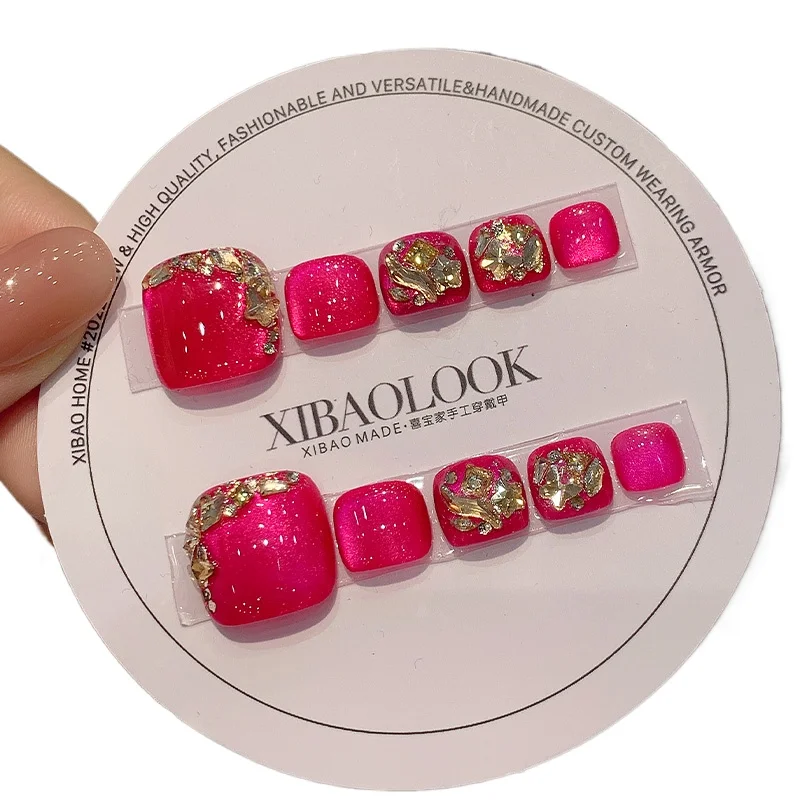 Red cat's eye wearing nail handmade flash diamond toenail patch advanced sense wearing nail art
Red cat's eye wearing nail handmade flash diamond toenail patch advanced sense wearing nail art