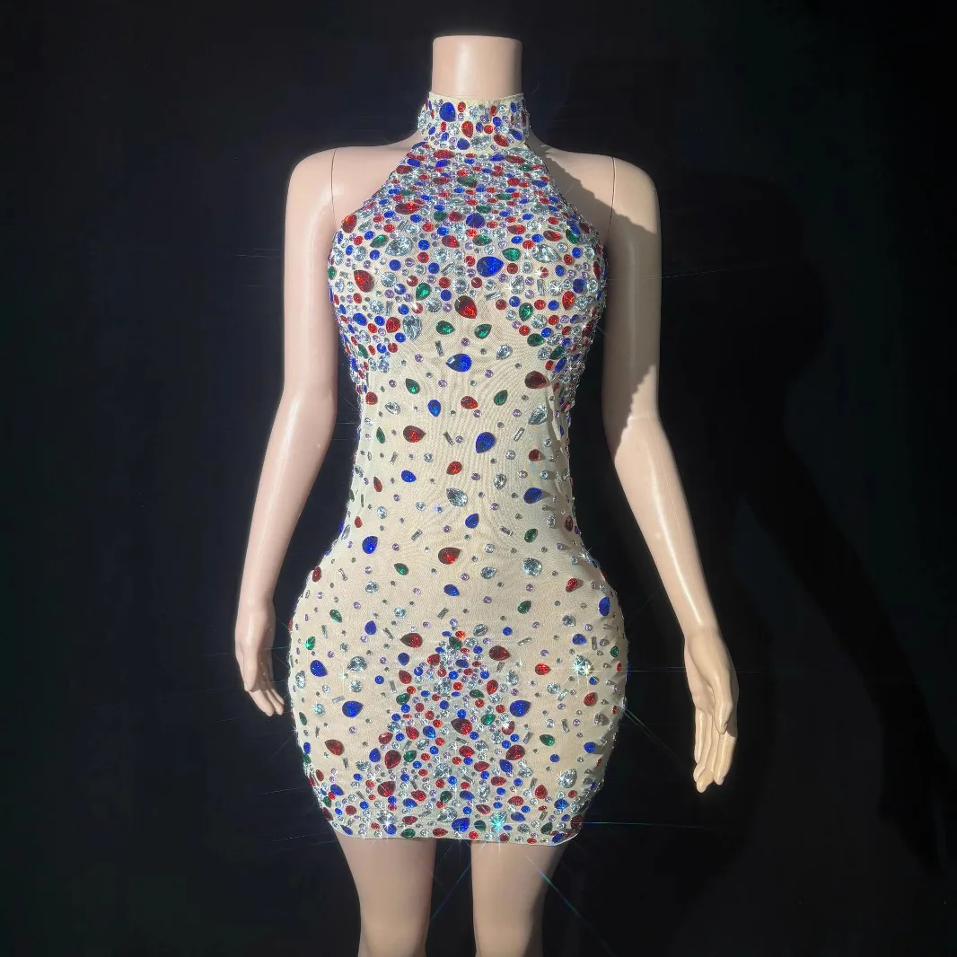 Glamorous Mesh Sequins Birthday Party Dress Stage Performance Costume Sexy Neck Tight Colorful Outfit Body Transparente Flecos
Glamorous Mesh Sequins Birthday Party Dress Stage Performance Costume Sexy Neck Tight Colorful Outfit Body Transparente Flecos