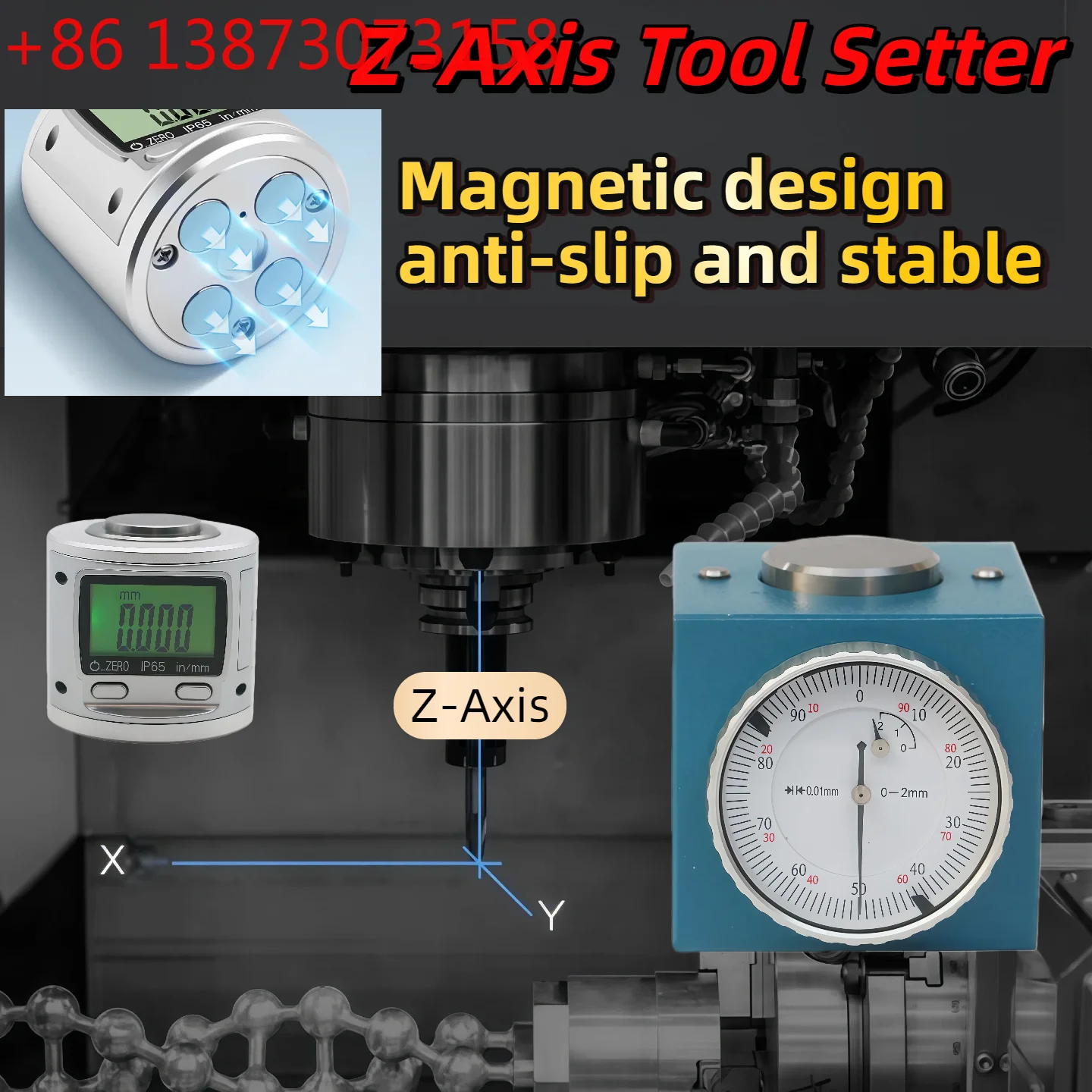 Z-axis setter, Z-axis tool aligner, magnetic Z-axis zero position locator. tool calibration tool length setter
Z-axis setter, Z-axis tool aligner, magnetic Z-axis zero position locator. tool calibration tool length setter