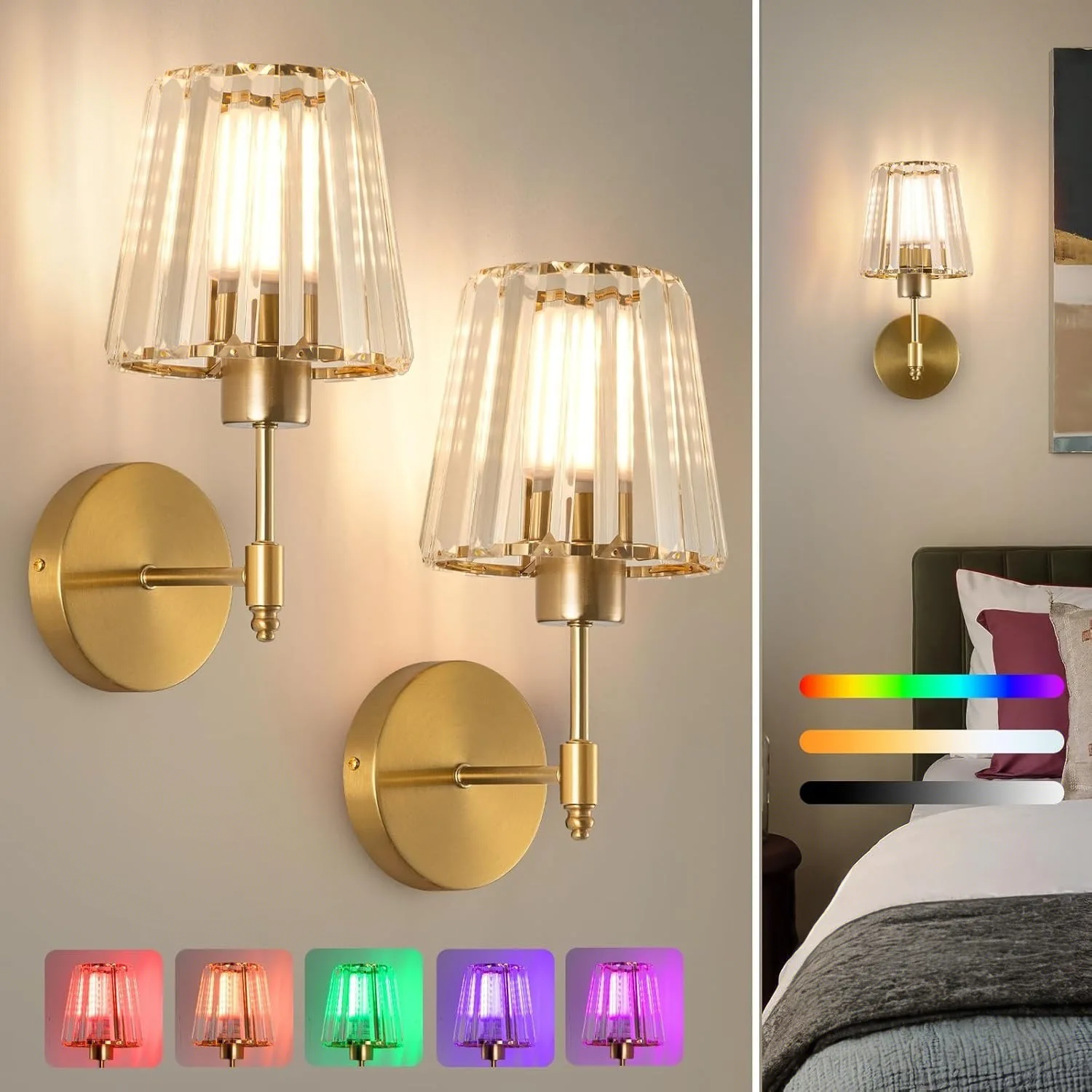 Wireless Rechargeable Battery-Powered Wall Lamp, RGB Remote Control & Timer, Crystal Wall Sconce for Bedroom Headboard
Wireless Rechargeable Battery-Powered Wall Lamp, RGB Remote Control & Timer, Crystal Wall Sconce for Bedroom Headboard