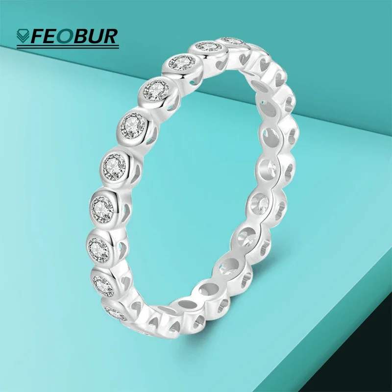 FEOBUR 2MM Full Moissanite Eternity Band for Women 925 Sterling Silver Wedding Rings Ladies Simple Bezel Bubble Diamond Ring
FEOBUR 2MM Full Moissanite Eternity Band for Women 925 Sterling Silver Wedding Rings Ladies Simple Bezel Bubble Diamond Ring