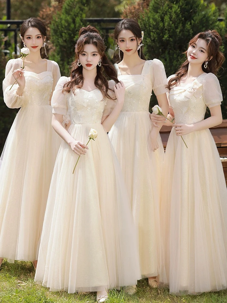 Champagne Color Maids Dress Elegant Princess Style Long Evening Gown for Wedding Party Adult Ceremony Performance Short Sleeve
Champagne Color Maids Dress Elegant Princess Style Long Evening Gown for Wedding Party Adult Ceremony Performance Short Sleeve