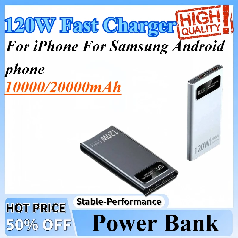 10000/20000mAh Power Bank 120W Super Fast Charger Large Capacity Mobile Power Portable External Battery For iPhone For Samsung
10000/20000mAh Power Bank 120W Super Fast Charger Large Capacity Mobile Power Portable External Battery For iPhone For Samsung