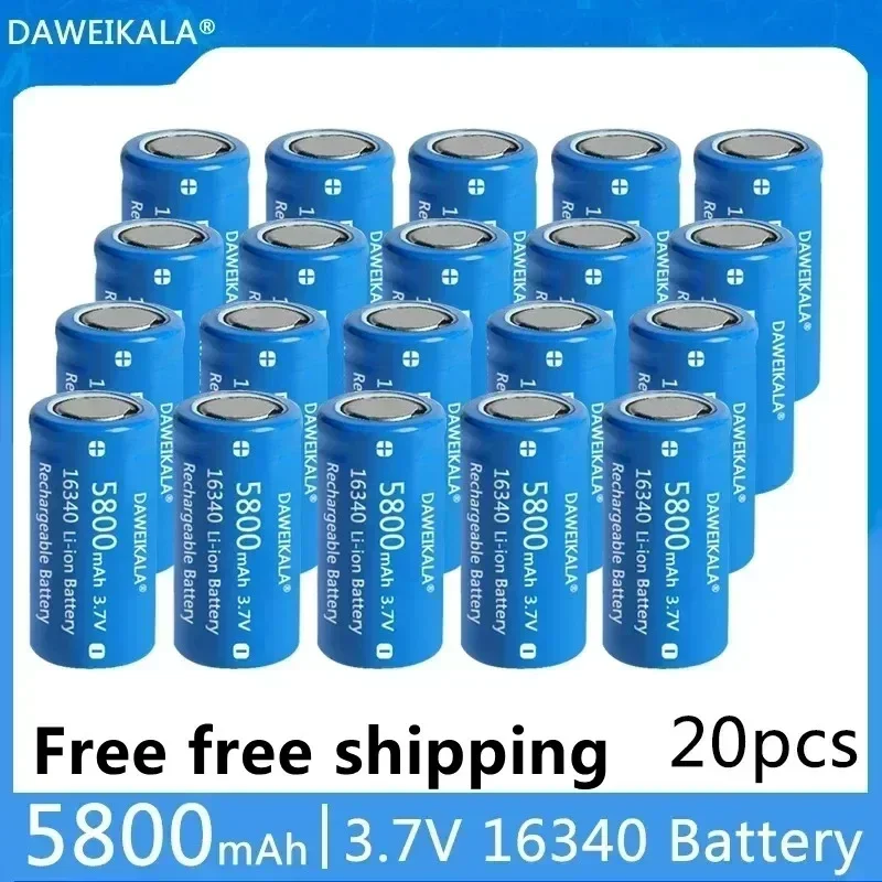 New 3.7V 5800mAh Lithium Li-ion 16340 Battery CR123A Rechargeable Batteries 3.7V CR123 for Laser Pen LED Flashlight Cell
New 3.7V 5800mAh Lithium Li-ion 16340 Battery CR123A Rechargeable Batteries 3.7V CR123 for Laser Pen LED Flashlight Cell