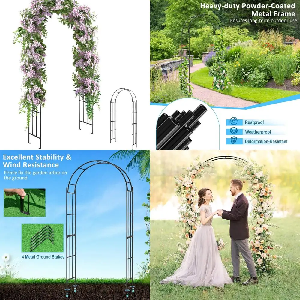 7.5-Foot Metal Garden Trellis Archway for Climbing Plants, Roses, and Vines, Outdoor Pergola Suitable for Weddings
7.5-Foot Metal Garden Trellis Archway for Climbing Plants, Roses, and Vines, Outdoor Pergola Suitable for Weddings