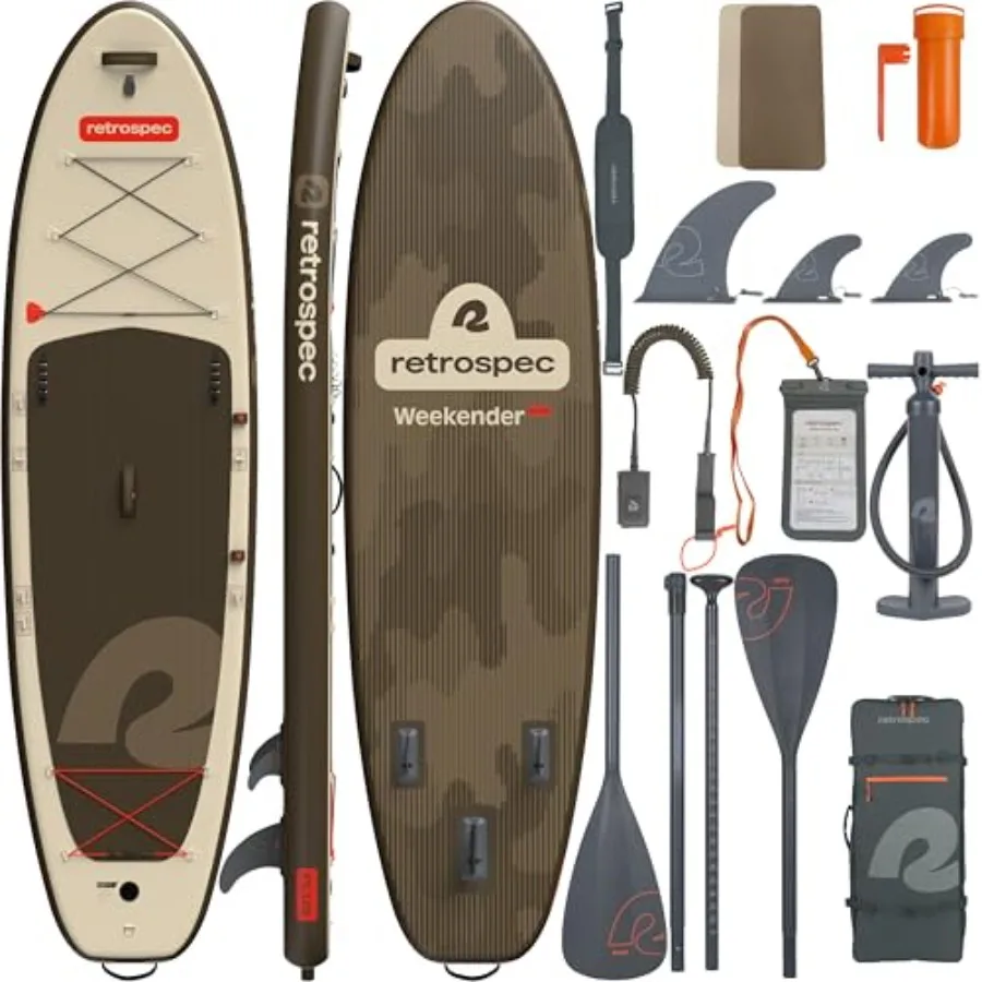 Weekender Plus 10' Inflatable Stand Up Paddleboard Double Layer PVC iSUP Bundle w/Carrying case, 3 Piece Adjustable Aluminum Pa
Weekender Plus 10' Inflatable Stand Up Paddleboard Double Layer PVC iSUP Bundle w/Carrying case, 3 Piece Adjustable Aluminum Pa