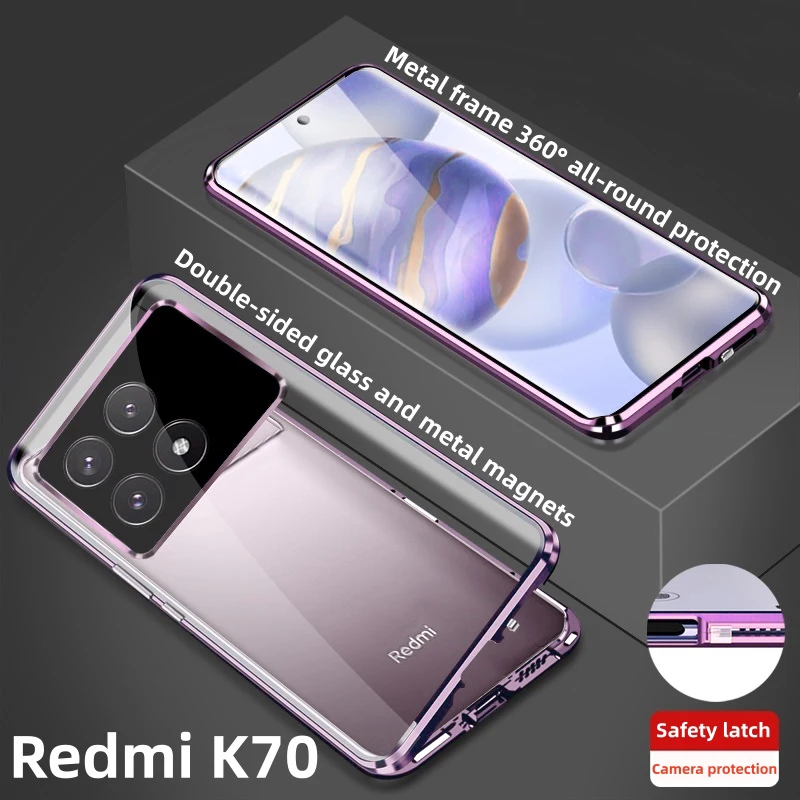 Metal Alloy Magnetic Phone Case For Redmi K70 and K70E 360 ° Full Surround Screen HD Anti Peeping Glass Protection Cover
Metal Alloy Magnetic Phone Case For Redmi K70 and K70E 360 ° Full Surround Screen HD Anti Peeping Glass Protection Cover