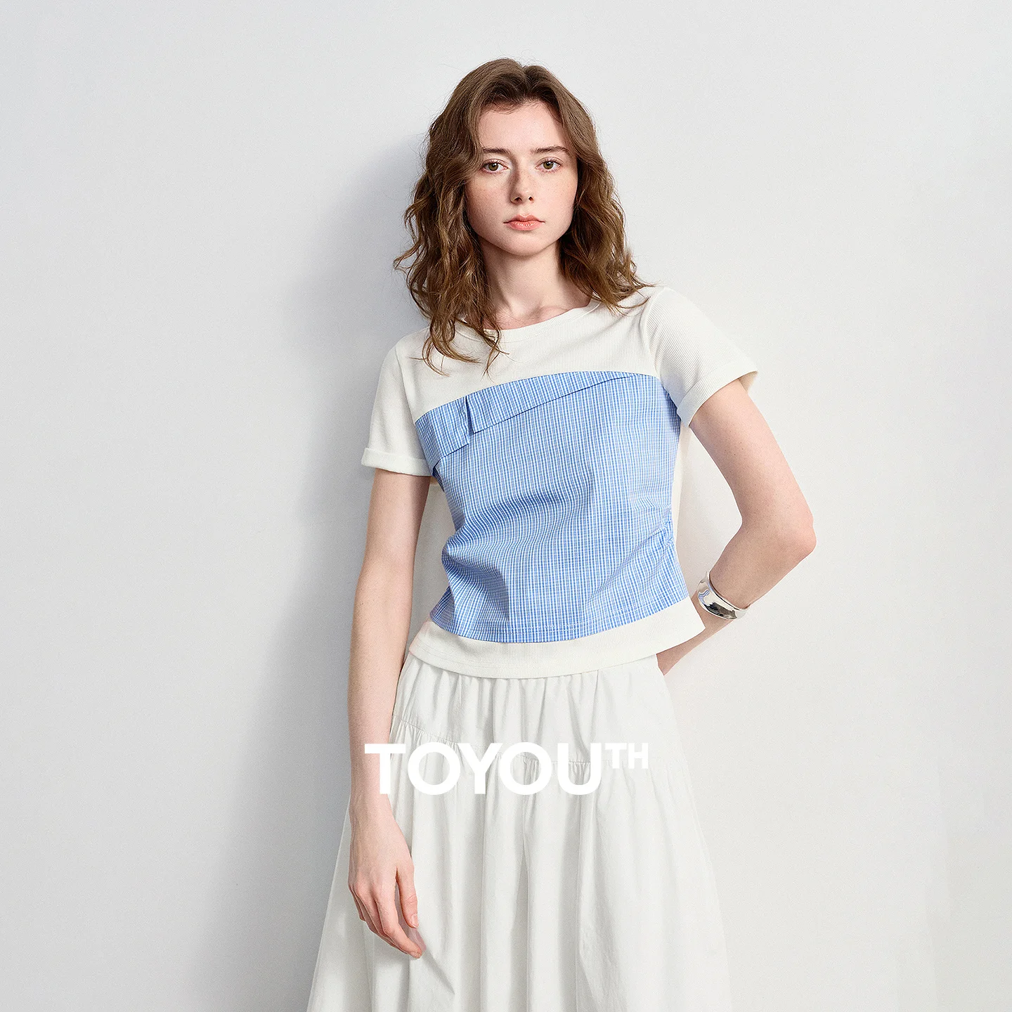 TOYOUTH Women T-Shirt Plaid Patchwork Short Crew Neck Slim Light French 2026 Summer New Two-Piece Pullover Tops
TOYOUTH Women T-Shirt Plaid Patchwork Short Crew Neck Slim Light French 2026 Summer New Two-Piece Pullover Tops