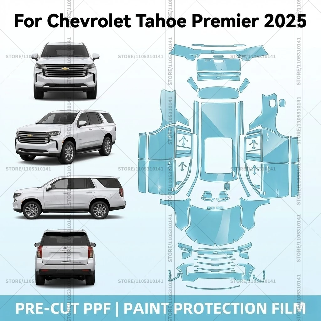 Предварительно нарезанная прозрачная защитная пленка PPF для автомобиля, полный комплект для Chevrolet Tahoe Premier 2025
Предварительно нарезанная прозрачная защитная пленка PPF для автомобиля, полный комплект для Chevrolet Tahoe Premier 2025