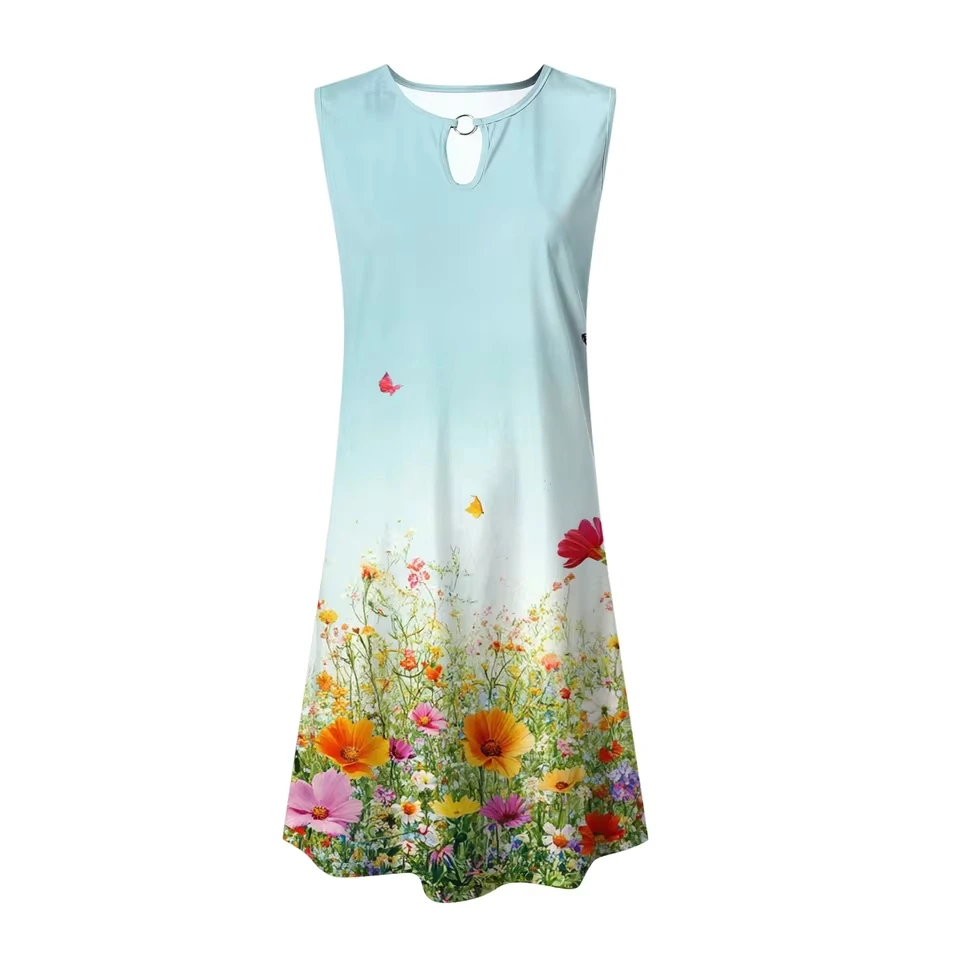 Women'S Sleeveless Asymmetric Hem Dress With Print Stylish And Comfortable For Summer In Multiple Beach Baggy Sundress
Women'S Sleeveless Asymmetric Hem Dress With Print Stylish And Comfortable For Summer In Multiple Beach Baggy Sundress