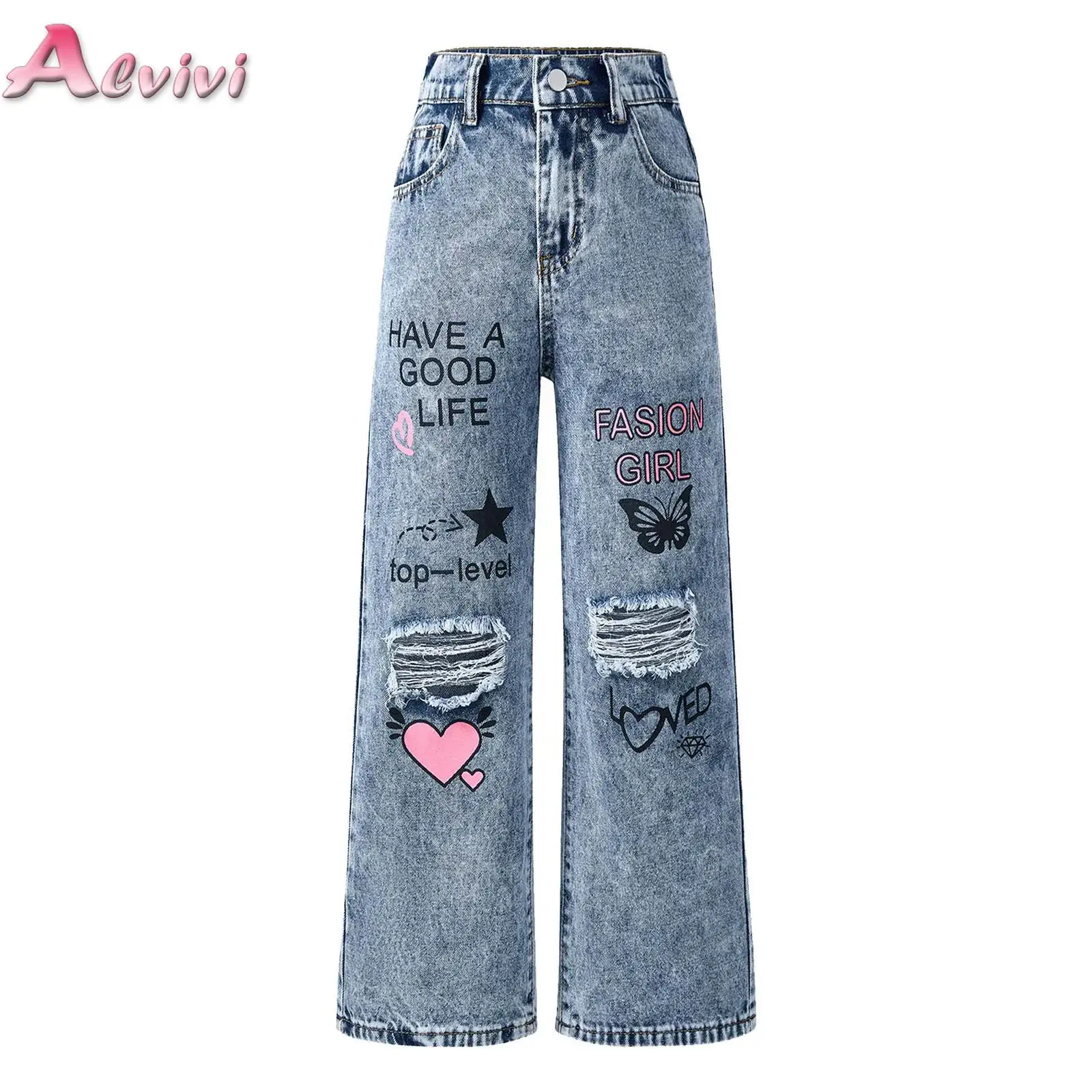 Kids Ripped Jeans for Girls Fashion Graffiti Dyeing Spring Autumn Teenager Unique Wide Leg Denim Pants Korean Style Trousers
Kids Ripped Jeans for Girls Fashion Graffiti Dyeing Spring Autumn Teenager Unique Wide Leg Denim Pants Korean Style Trousers