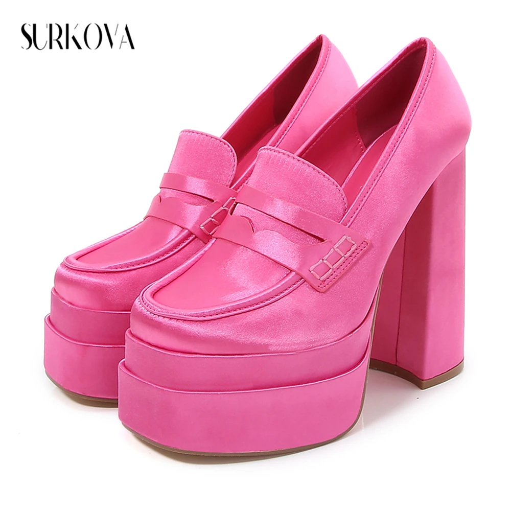 2023 New Silk Solid Color Square Toe Chunky Heel Woman Pumps Super High-heel Platform Shoes Shallow Mouth Fashion Women's Shoes
2023 New Silk Solid Color Square Toe Chunky Heel Woman Pumps Super High-heel Platform Shoes Shallow Mouth Fashion Women's Shoes