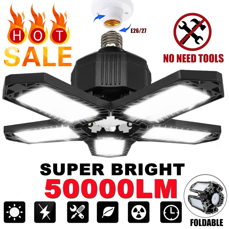 30/45/180W LED Garage Light E26/E27 Deformable Ceiling Light Warehouse Lighting Bulb with 5 Adjustable Panel Industrial LED Lamp 
30/45/180W LED Garage Light E26/E27 Deformable Ceiling Light Warehouse Lighting Bulb with 5 Adjustable Panel Industrial LED Lamp