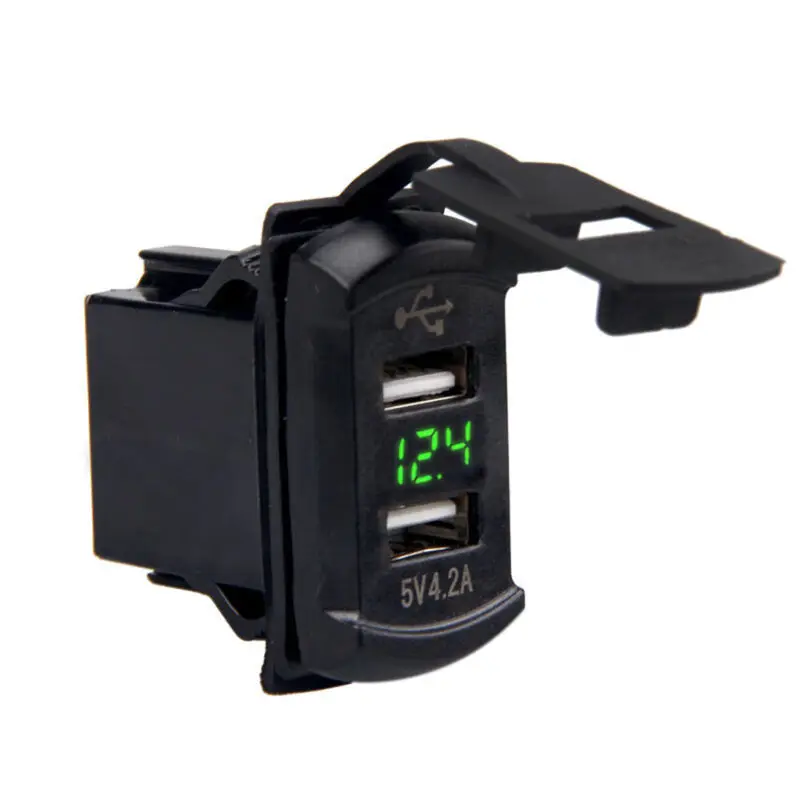 12V Dual Port USB Charger Socket Car Boat Red LED Voltmeter Rocker Switch Panel
12V Dual Port USB Charger Socket Car Boat Red LED Voltmeter Rocker Switch Panel