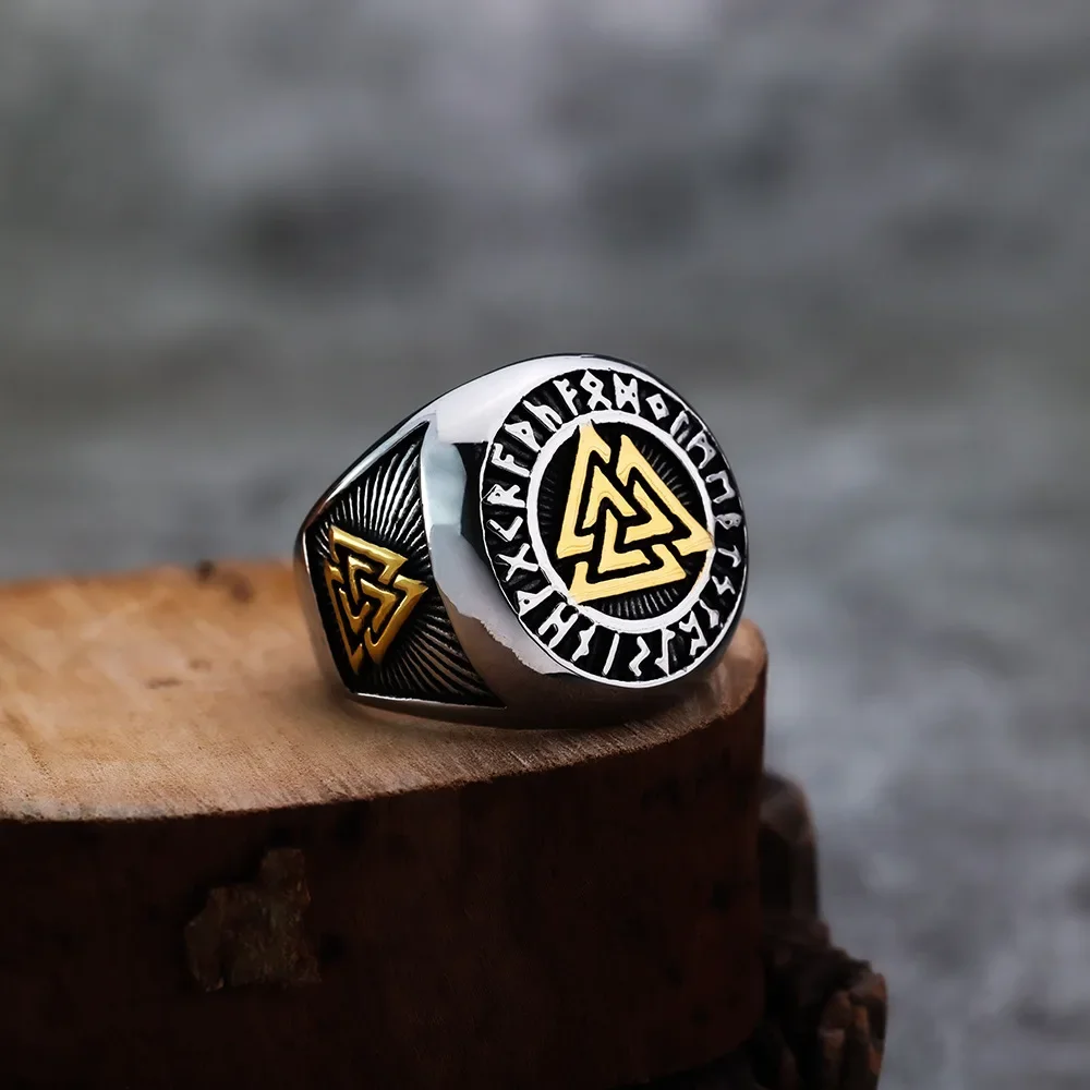 Vintage Viking Valknut Rings for Men Stainless Steel Fashion Punk Norse Odin Viking Rune Ring Amulet Jewelry Gift Wholesale
Vintage Viking Valknut Rings for Men Stainless Steel Fashion Punk Norse Odin Viking Rune Ring Amulet Jewelry Gift Wholesale