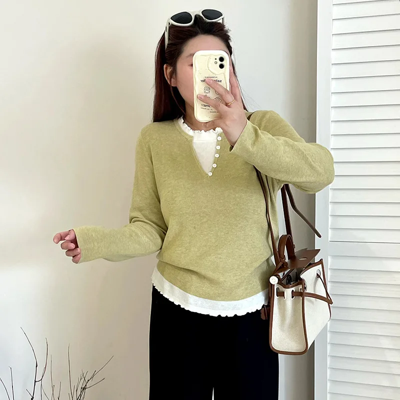 plus Size Women's Casual Long Sleeve Knitwear Color Block Top Sweet Style Polyester Fiber round Neck Single Piece
plus Size Women's Casual Long Sleeve Knitwear Color Block Top Sweet Style Polyester Fiber round Neck Single Piece