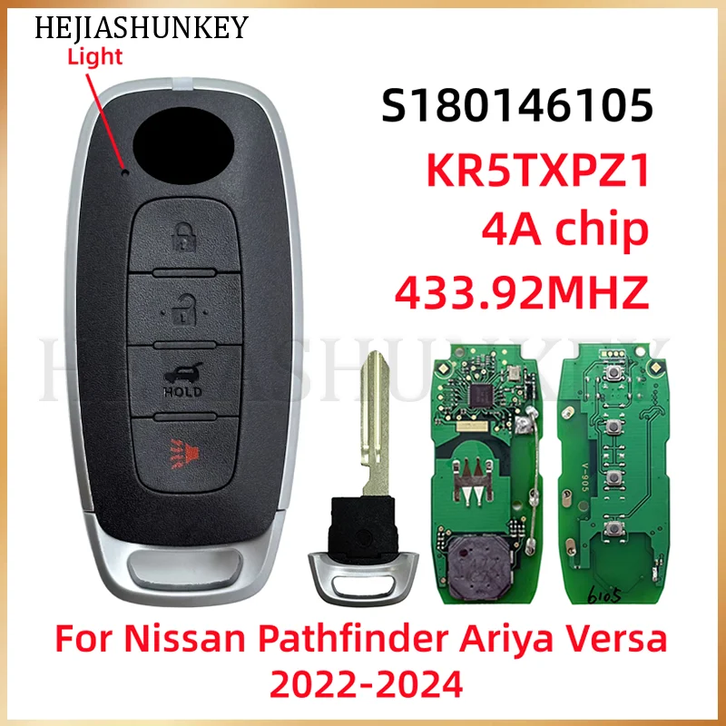 S180146105 KR5TXPZ1 433MHz 4A Chip 4 Button Smart Remote Replacement Fob For Nissan Pathfinder Ariya 2022-2024 Versa 2023-2024
S180146105 KR5TXPZ1 433MHz 4A Chip 4 Button Smart Remote Replacement Fob For Nissan Pathfinder Ariya 2022-2024 Versa 2023-2024