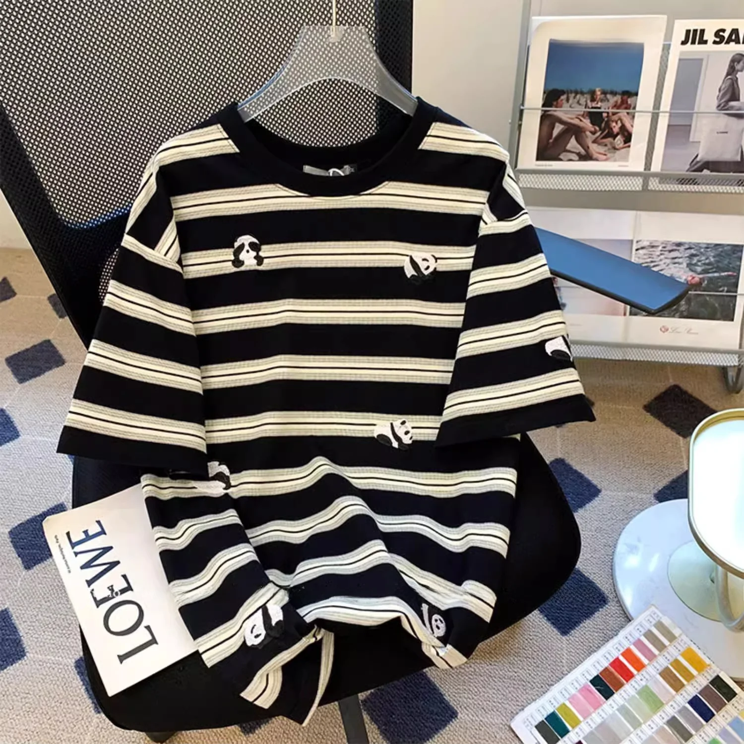 plus Size Women's Short Sleeve T-Shirt Embroidered Loose Fit Summer Fashion Slimming Stripe Pattern Cover Belly Half Sleeve
plus Size Women's Short Sleeve T-Shirt Embroidered Loose Fit Summer Fashion Slimming Stripe Pattern Cover Belly Half Sleeve