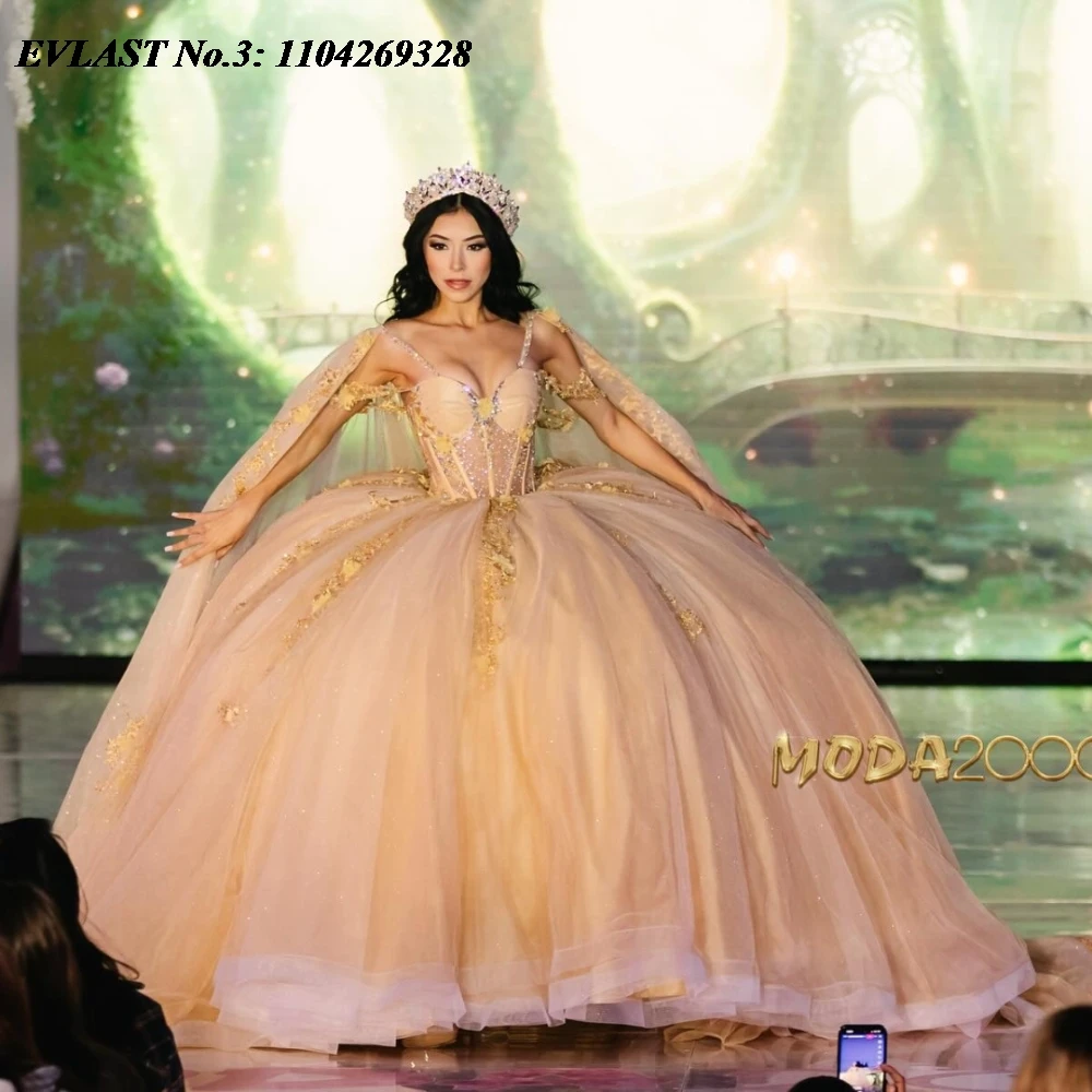 EVLAST Customized Champagne Quinceanera Dress Ball Gown Lace Applique Beading Cape Corset Sweet 16 Vestidos De 15 Anos E3Q06
EVLAST Customized Champagne Quinceanera Dress Ball Gown Lace Applique Beading Cape Corset Sweet 16 Vestidos De 15 Anos E3Q06