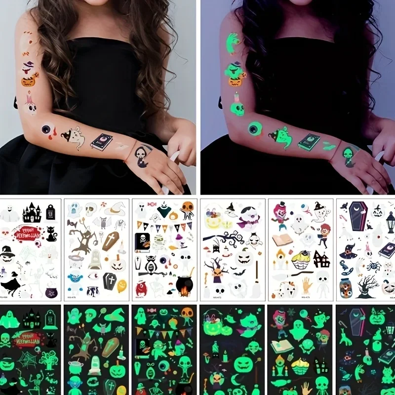5 sheets Halloween Luminous Tattoos Stickers For Kids Glow In The Dark Tattoos Halloween Temporary Fake Tattoos Halloween Party
5 sheets Halloween Luminous Tattoos Stickers For Kids Glow In The Dark Tattoos Halloween Temporary Fake Tattoos Halloween Party