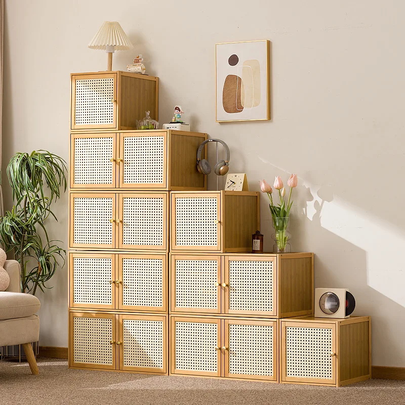 Multi functional bamboo stackable storage cabinet, imitation rattan storage box, organizing box storage basket
Multi functional bamboo stackable storage cabinet, imitation rattan storage box, organizing box storage basket
