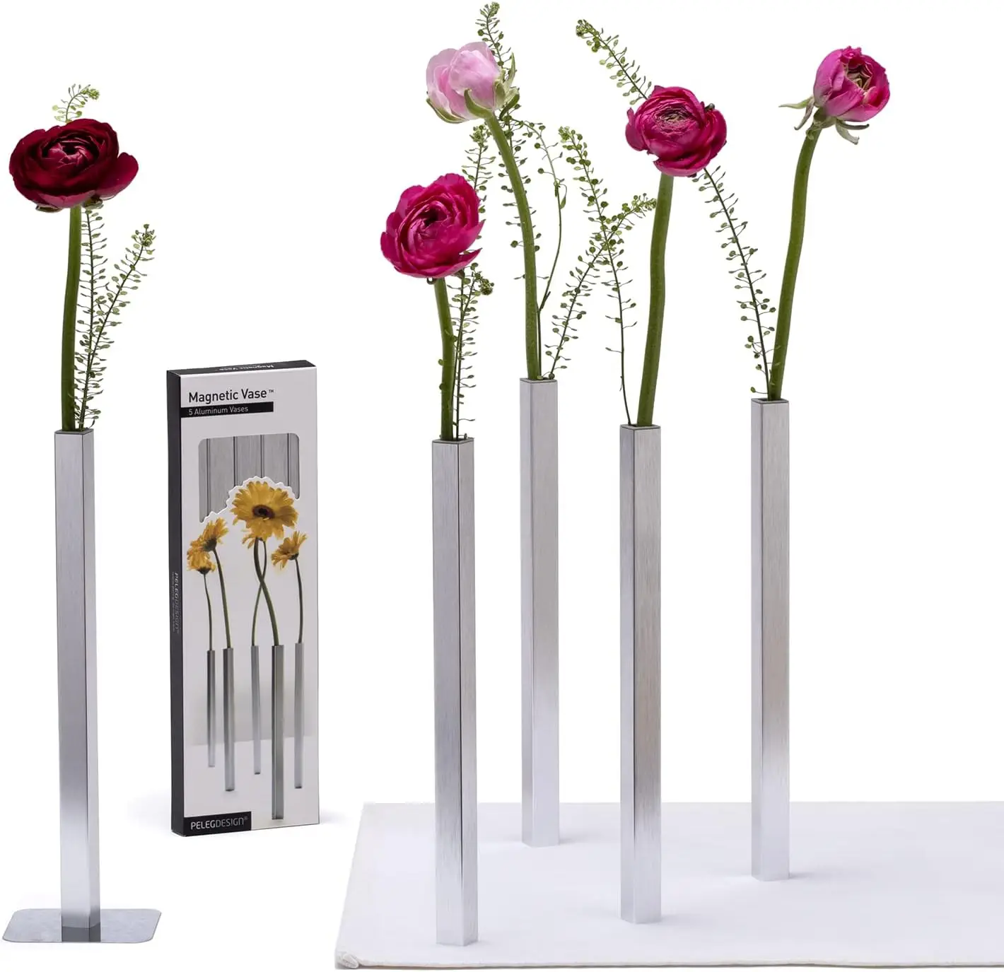 PELEG DESIGN Magnetic Bud Vase Set (Silver) - Unique Home Decor Gift & Modern Table Centerpiece - 5 Aluminum Single Stem
PELEG DESIGN Magnetic Bud Vase Set (Silver) - Unique Home Decor Gift & Modern Table Centerpiece - 5 Aluminum Single Stem