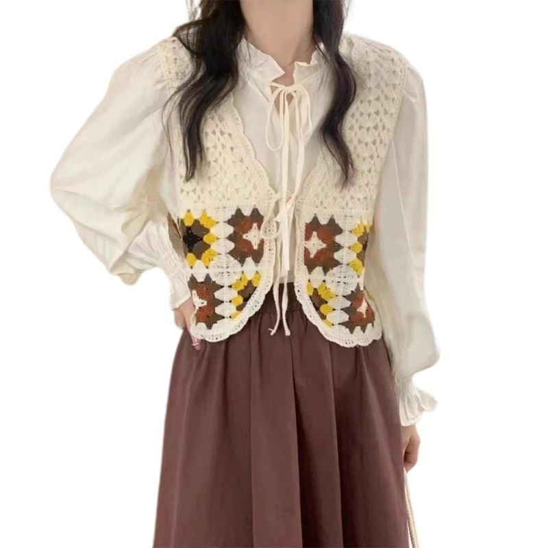 H9ED Womens Japanese Knit Crochet Plaid V-Neck Vest Waistcoat Cropped Cardigan Hippie Sleeveless Lace-Up for Tank Top Outerwe
H9ED Womens Japanese Knit Crochet Plaid V-Neck Vest Waistcoat Cropped Cardigan Hippie Sleeveless Lace-Up for Tank Top Outerwe