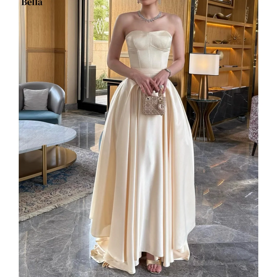 Bella Customized Ivory Satin Prom Dress Elegant Strapless Corset A-Line vestidos de noche Luxury Floor Length Formal Evening
Bella Customized Ivory Satin Prom Dress Elegant Strapless Corset A-Line vestidos de noche Luxury Floor Length Formal Evening