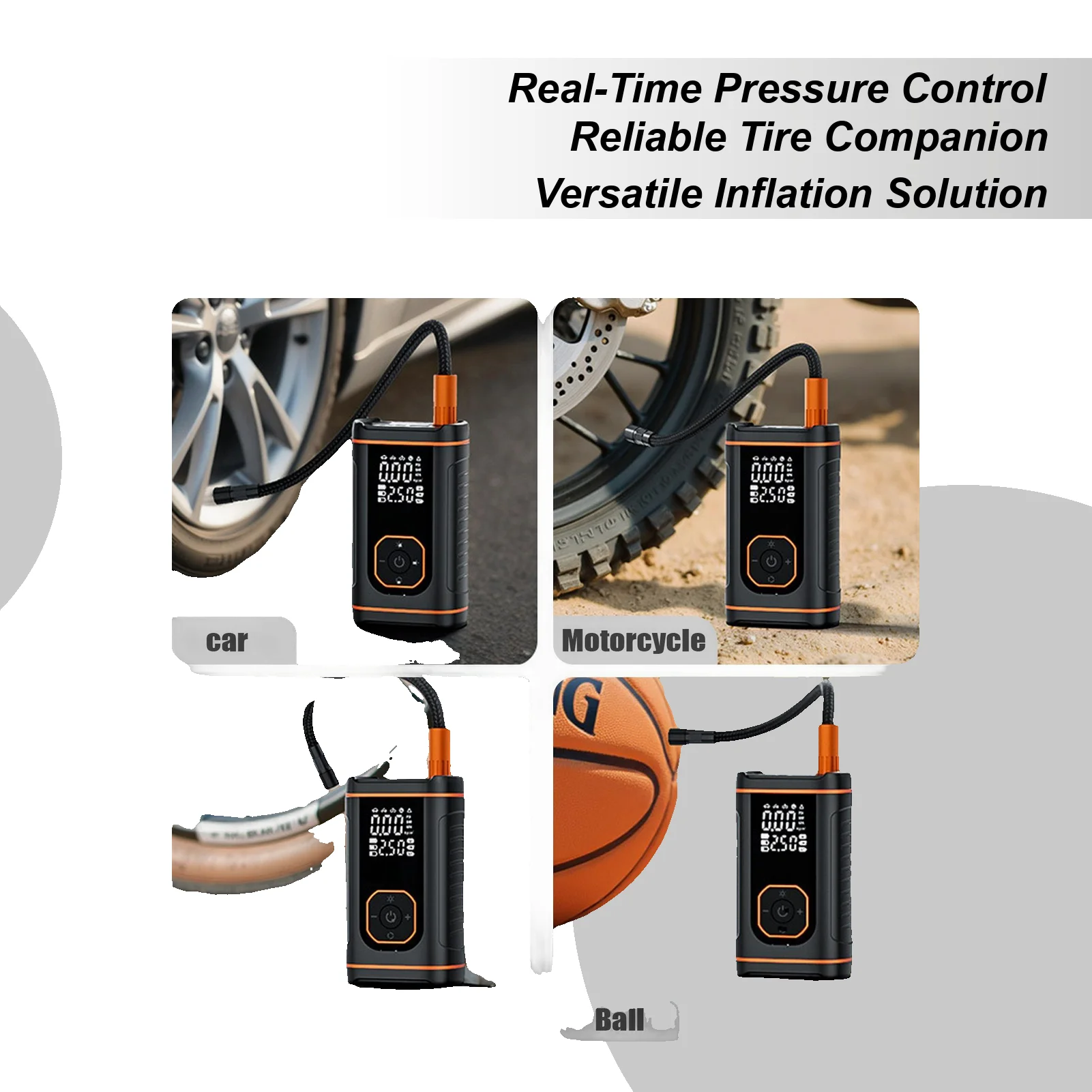 Tire Inflator USB Rechargeable Inflation Automotive Tools Portable Air Compressor For Car Tires For Auto Vehicle Motorcycle
Tire Inflator USB Rechargeable Inflation Automotive Tools Portable Air Compressor For Car Tires For Auto Vehicle Motorcycle