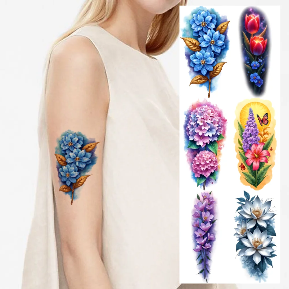 9pcs Temporary Tattoo Colorful Realism Hortensia Flowers White Flowers Purple Flowers For Thighs Back Adult
9pcs Temporary Tattoo Colorful Realism Hortensia Flowers White Flowers Purple Flowers For Thighs Back Adult